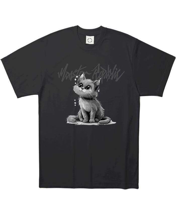 MONSTER REPUBLIC Famous Cat Ash Grey T-Shirt Black