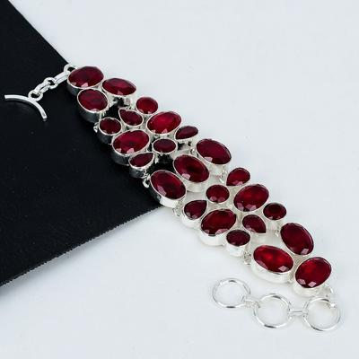 Ruby Dainty Bracelet, Red Ruby Gemstone, Red Ruby Handmade Bracelet Jewelry, Red Color Ruby Jewelry, Gift For Her, Anniversary Gift Jewelry