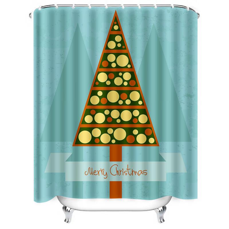 Tu Bathroom Curtain Christmas Pattern Festive Holiday Decor Shower Curtain Modern Abstract Art Home Textile Waterproof Fabric