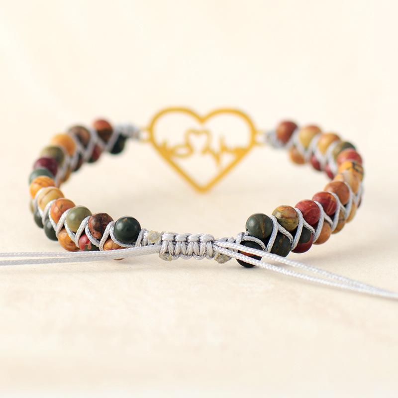 Hot-selling love type flower purple emperor stone natural stone beaded handwoven friendship lover bracelet bracelet