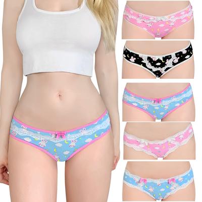 LittleForBig Women's Cotton Underwear "Sleeptime Bunny" 5-Piece Set, 3 Colors, XL