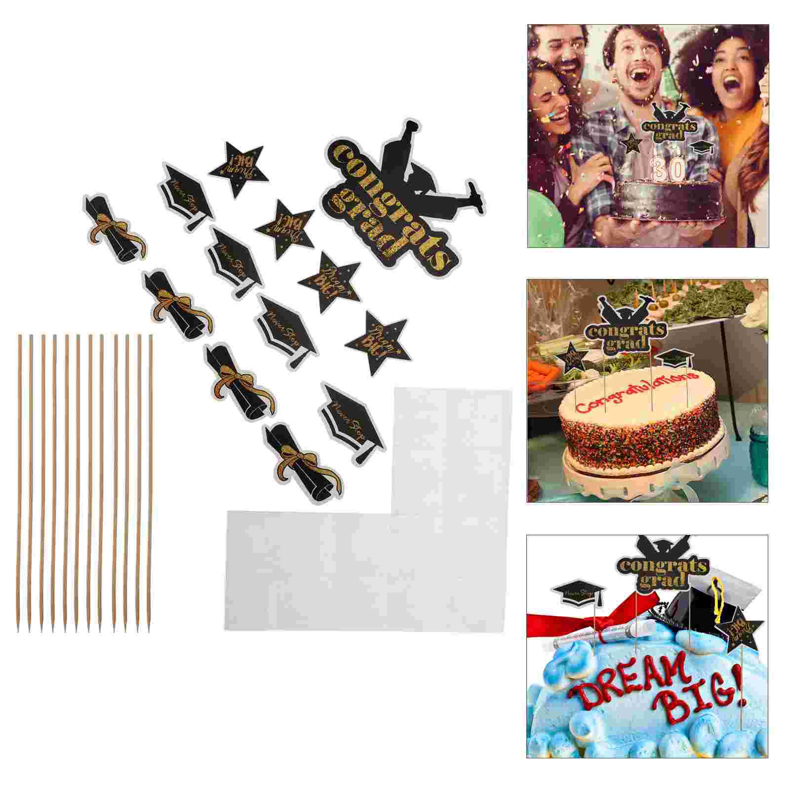 

Поздравления Выпускной Товары для вечеринки Вставьте карточку Декор Бумажный стаканчик Выпускной Декоративный топпер Фрукты Выбор 20X14.5X0.1CM чёрный