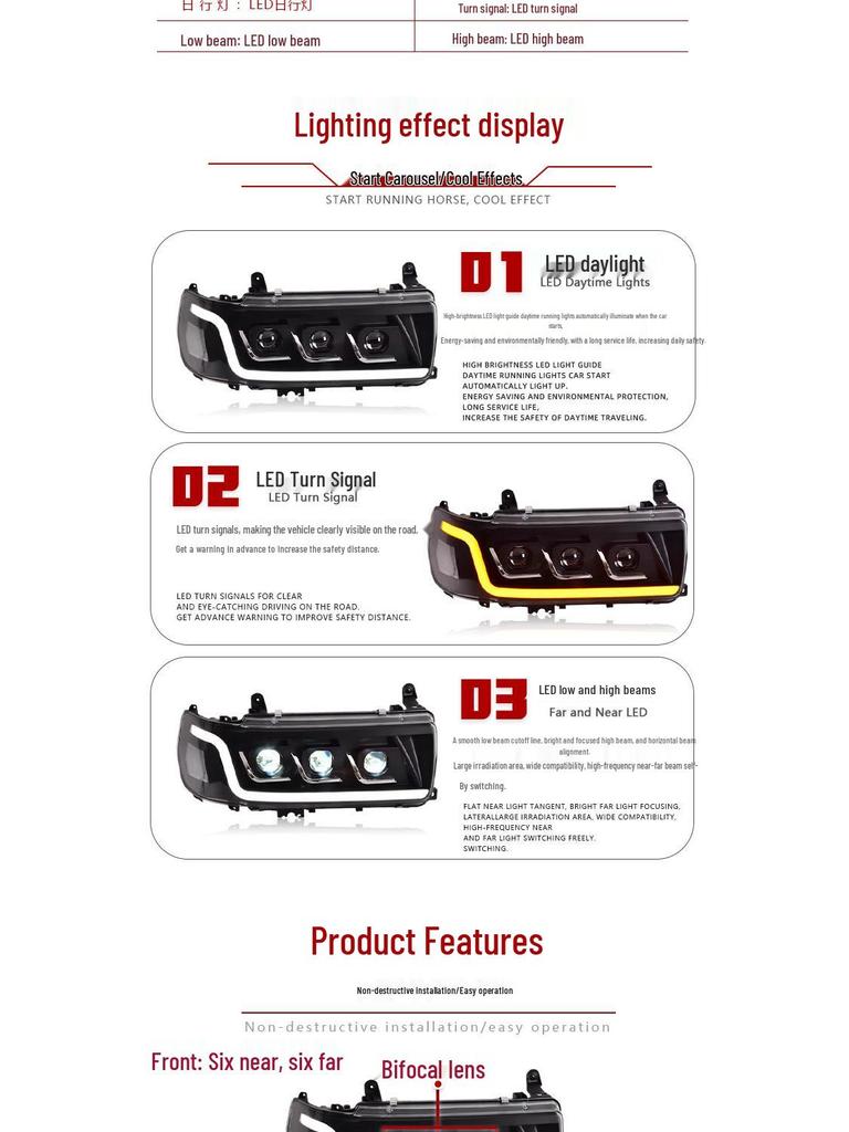 LED Headlight Assembly with Flowing Turn Signals for 90-02 Toyota Land Cruiser LC80