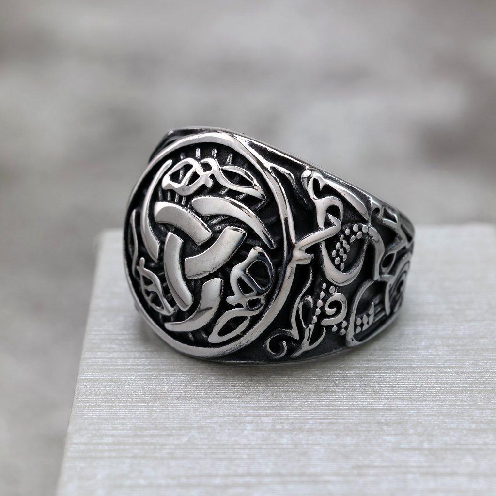 Vintage Solid Stainless Steel Men's Ring Viking Celtic Knot Design Band