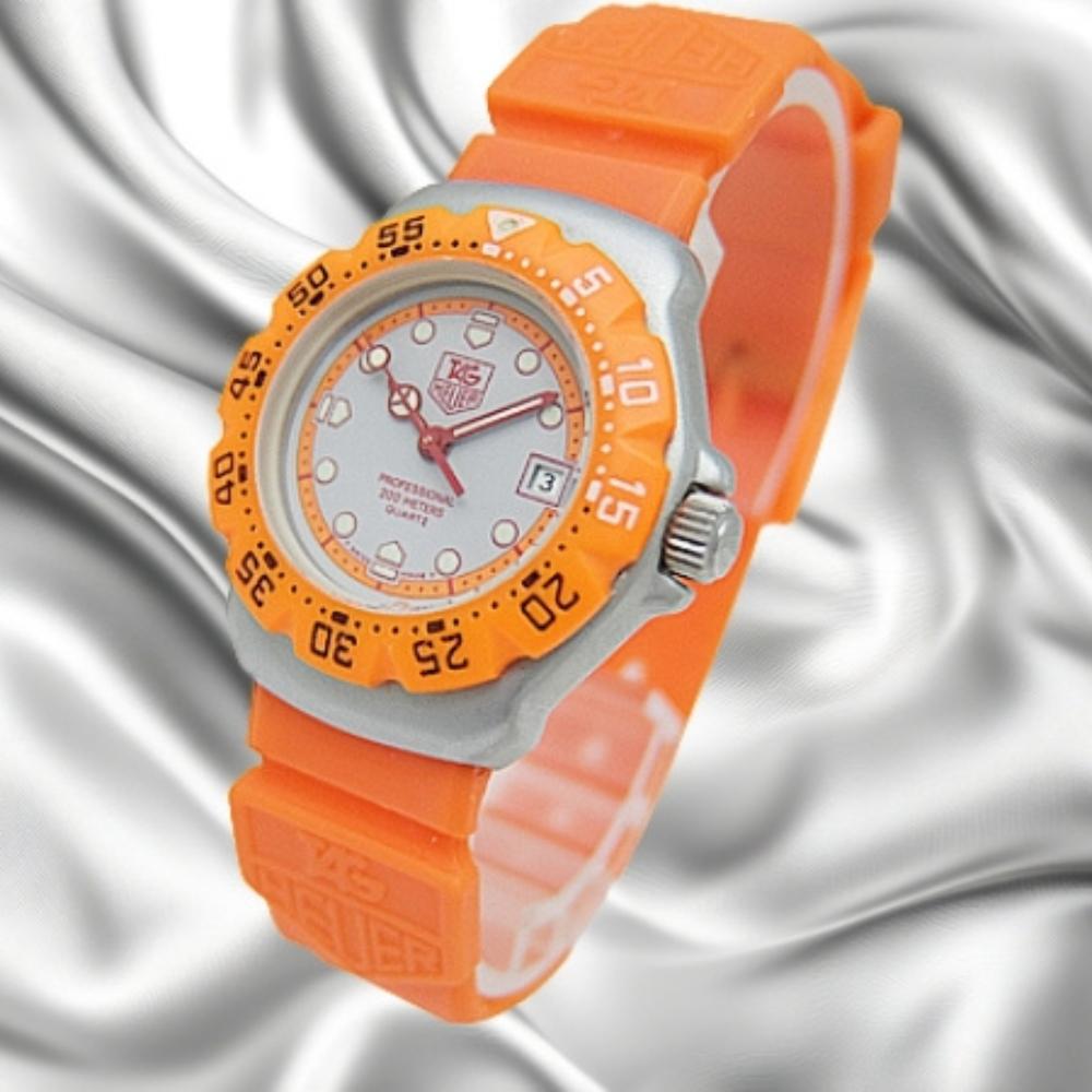 Tag Heuer PROFESSIONAL FORMULA 1 Ref.373.508 SS/Fiberglass Gray Dial Orange Ladies Quartz Box & Guarantee Used