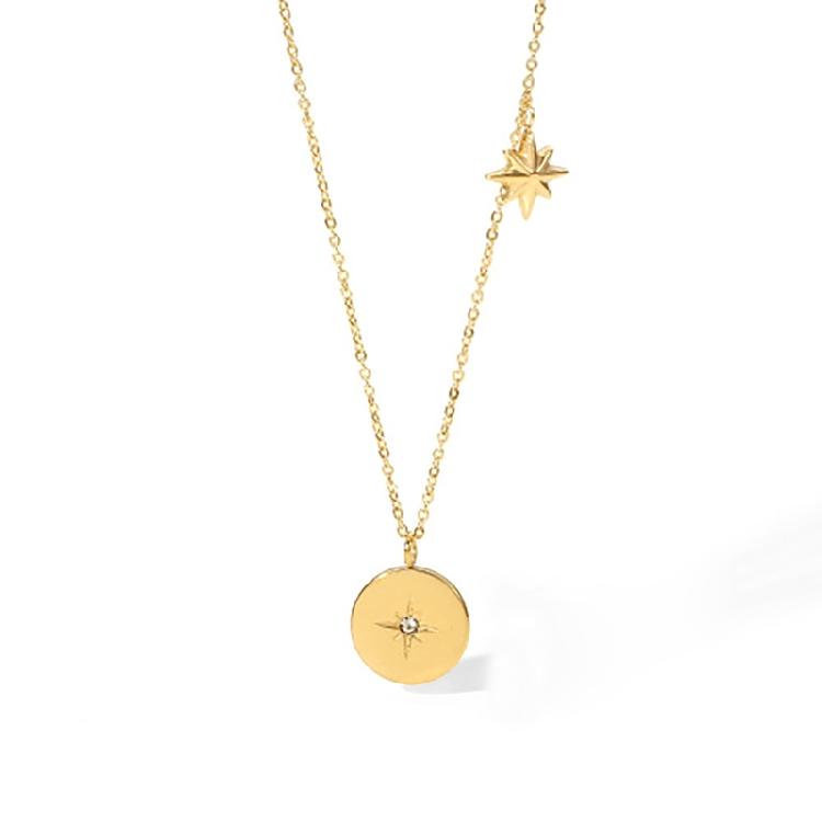 Elegant Stainless Steel Necklace Zirconia Pendant Clavicle Chain Adjustable Length Neckchain Stylish Choker Jewelry