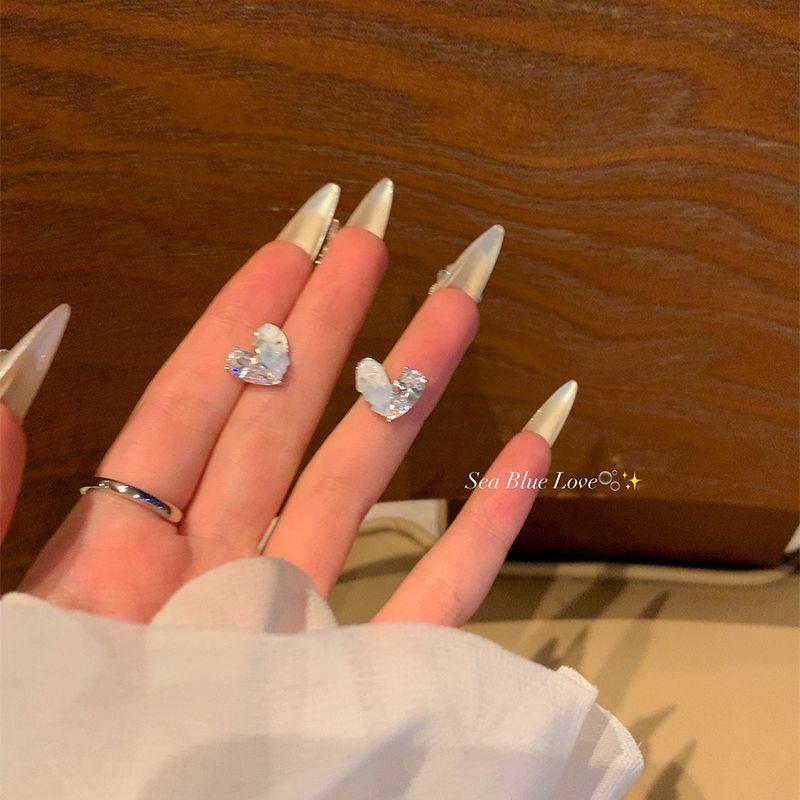 

Accessible Luxury Summer Icy Heart Women s Elegant Unique Ear Studs A pair of S925 tremella needle Heart earrings