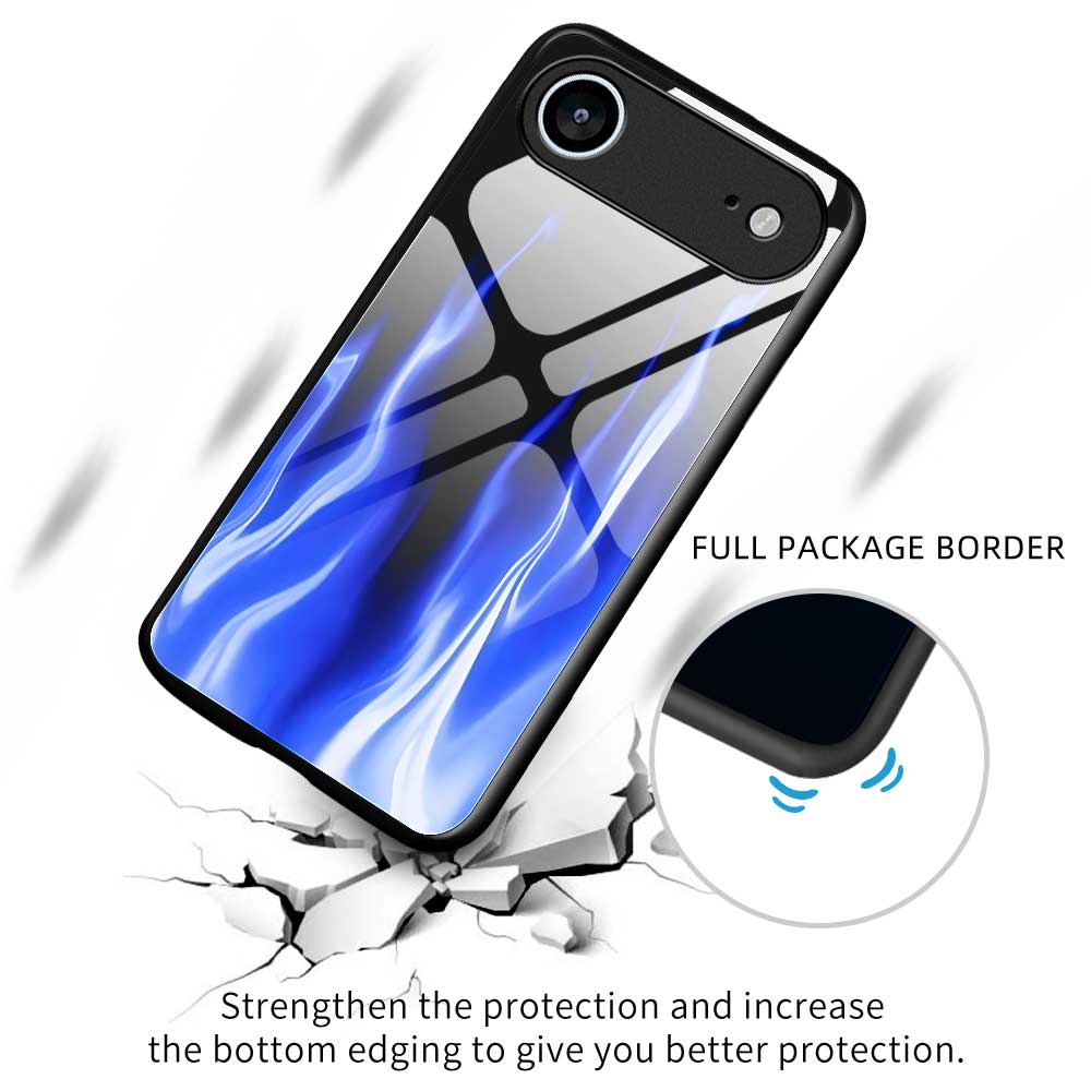 For iPhone 17 Air Case Anti Drop TPU PC Tempered Glass Pattern Printing Phone Back Cover
