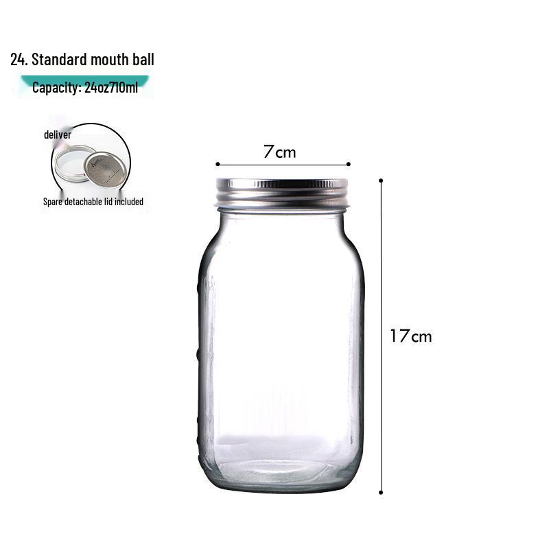 American Style Glass Mason Jar - Transparent Oatmeal Storage, Jam Bottle, Retro Beverage Cup