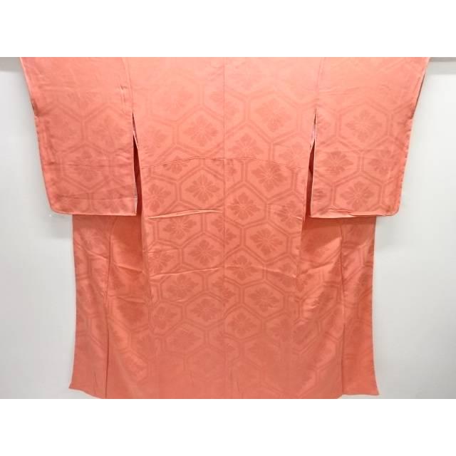 Kimono with crest brocade and flower tortoiseshell pattern [antique] [used] [worn] [crepe/brocade]