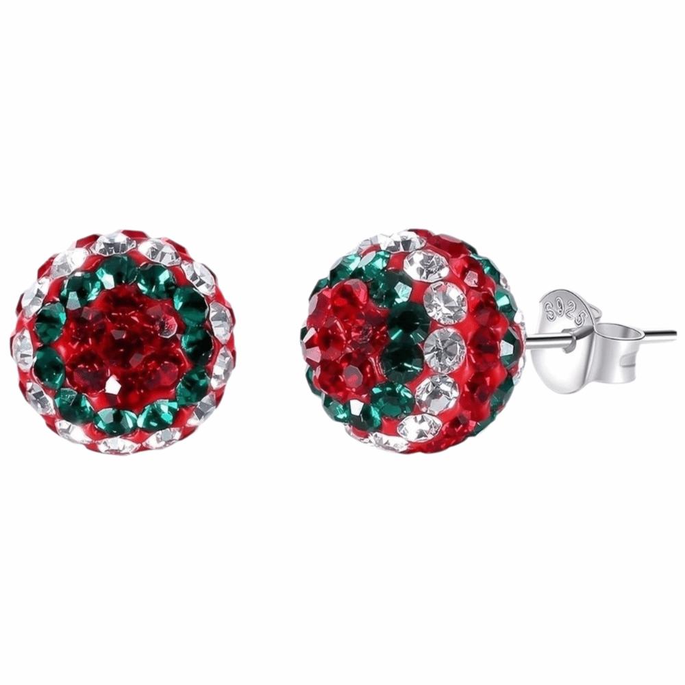 Sparkling Santa Hat Earrings Red Enamel Rhinestone Ball Earrings Christmas Stud Earrings Daily