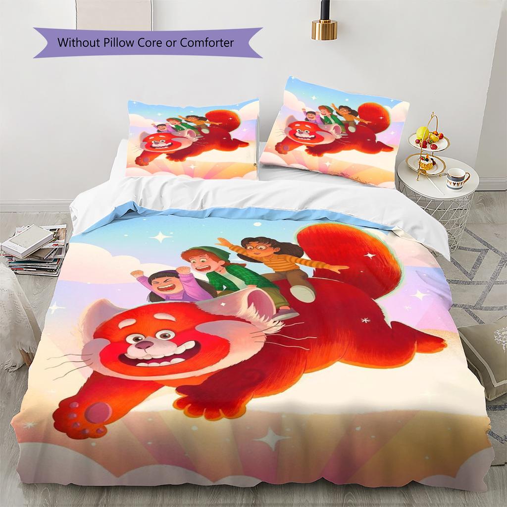 Cartoon Red Panda Pattern Bedding Quilt Set Quilt Cover Pillowcase Home Decoration Gift (1 * duvet cover + 2 * pillowcase, without core)
