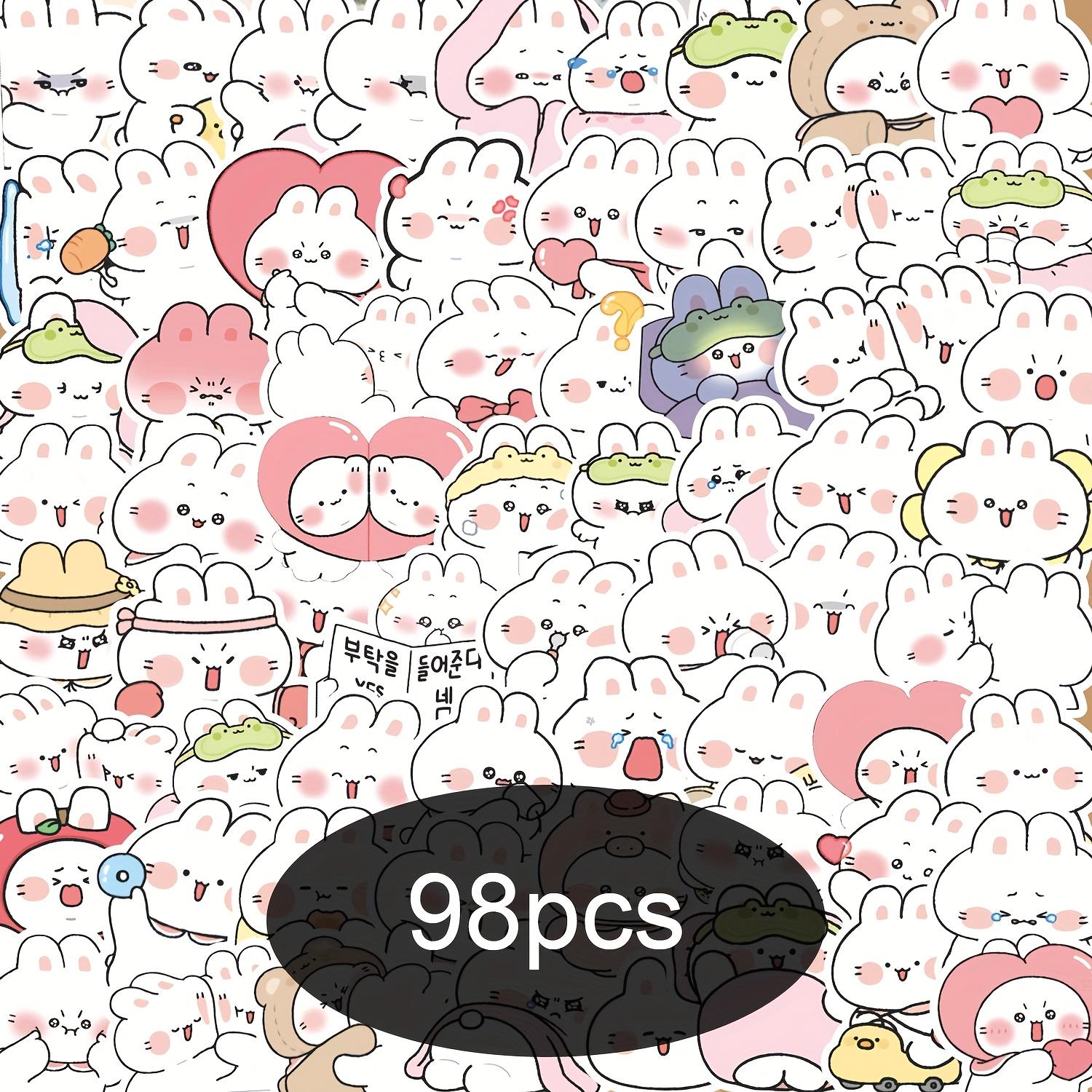 

98pcs calling rabbit stickers, non-repetitive animal rabbit graffiti, decorate diaries, notebooks,mobile phone cases,skateboards