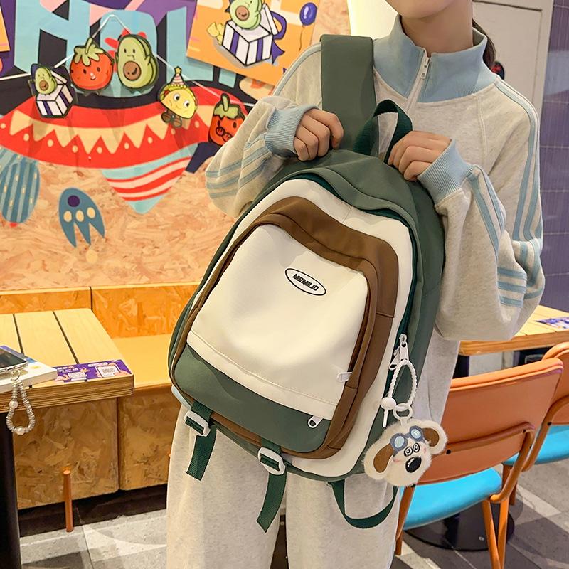 College style cute contrasting colors junior high school and high school students large-capacity schoolbags new men's and women's same backpacks