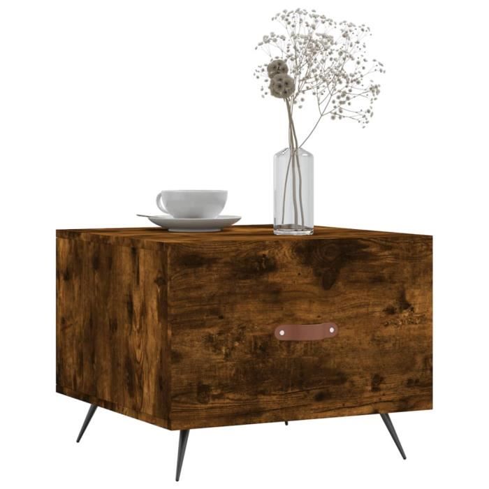 VidaXL Coffee Table Smoked Oak 50x50x40 Cm Engineered Wood 829342