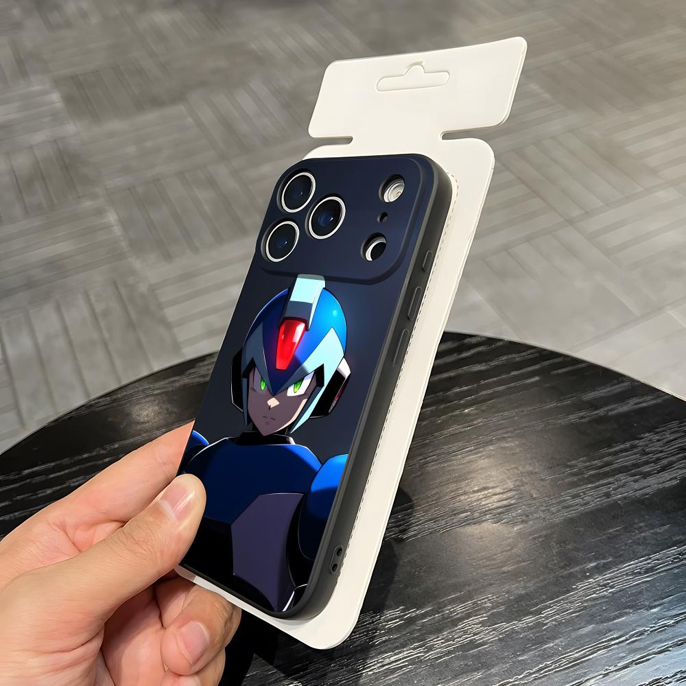 R-Rockman M-Megaman Cool Phone Case For IPhone 17 Air 16 E Pro Max 15 14 13 Mini 12 Pro 11 Max Plus Black Soft Shell