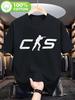 Men's Counter-Strike 2 Logo T-Shirt - Retro White Graphic T-Shirt, Black Casual Outdoor Shirt, Suitable for Gamers, All Seasons