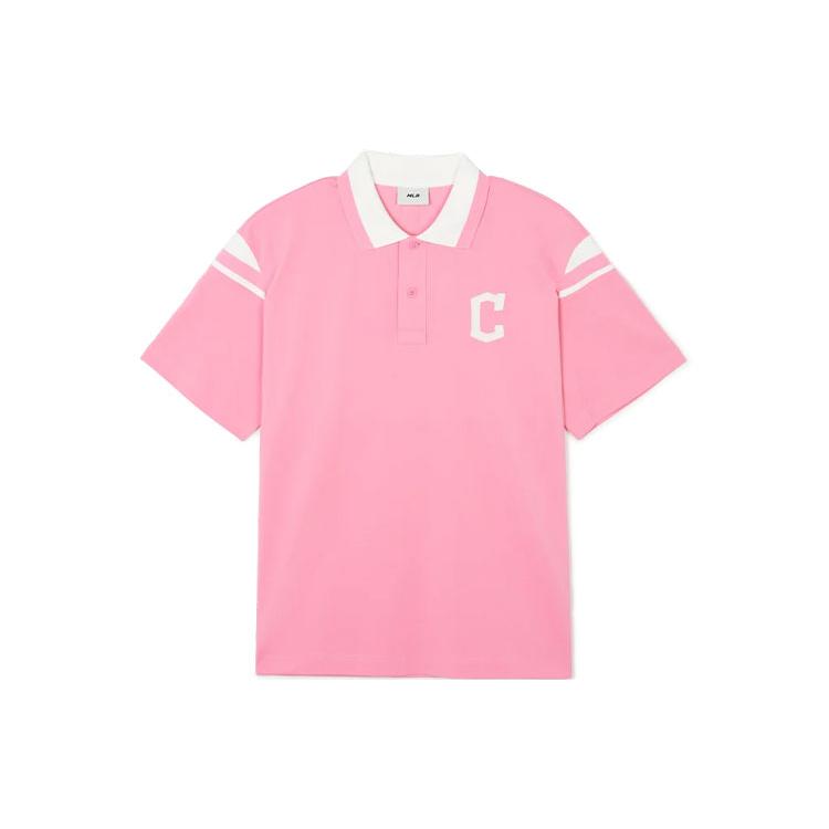 MLB Polo Shirts Unisex Pink Polo Collar Moderate Straight Fit 3APQV0143-45PKS L