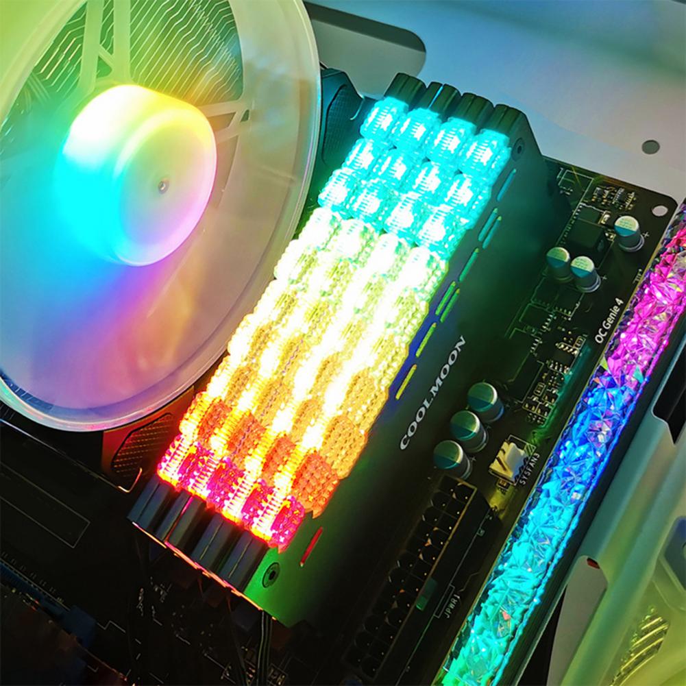 COOLMOON DDR3 DDR4 Memory Heatsink RA-2 RAM Heatsink 5V ARGB Brilliant Light Desktop Memory Cooler Computer