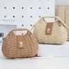 Einfache Muschel Diagonale Spanne Strohgewebte Tasche Einfarbige Meeresurlaub High-End Tragbar Strand Handheld