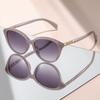 Fashionable and classic cat-eye small-frame sunglasses with diamond-like embellishments on the temples, versatile sunglasses