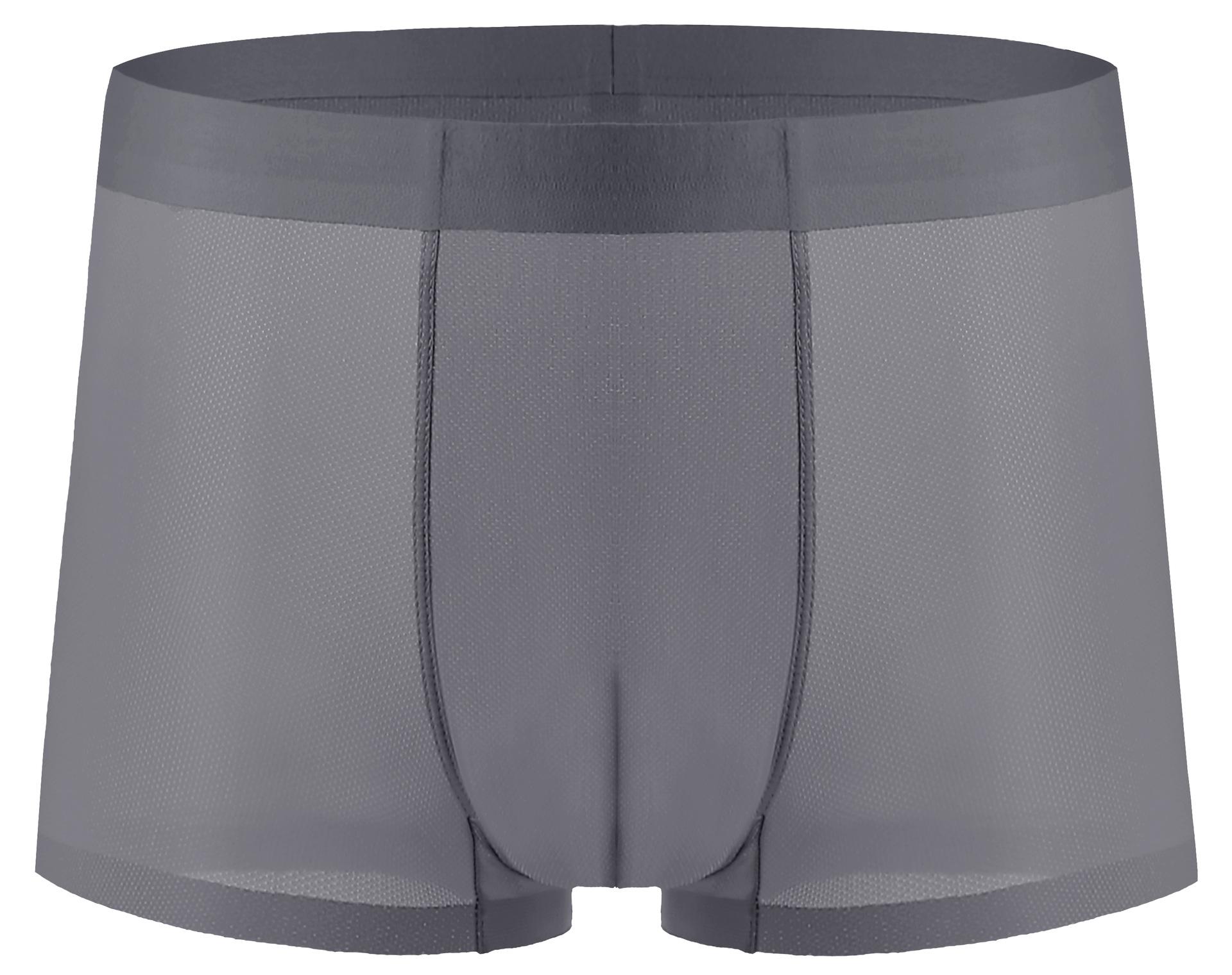 

Мужское нижнее белье Ice Silk, летние дышащие сетчатые мужские шорты, брюки с плоскими углами, мужские летние бесшовные, большого размера L темно-серого