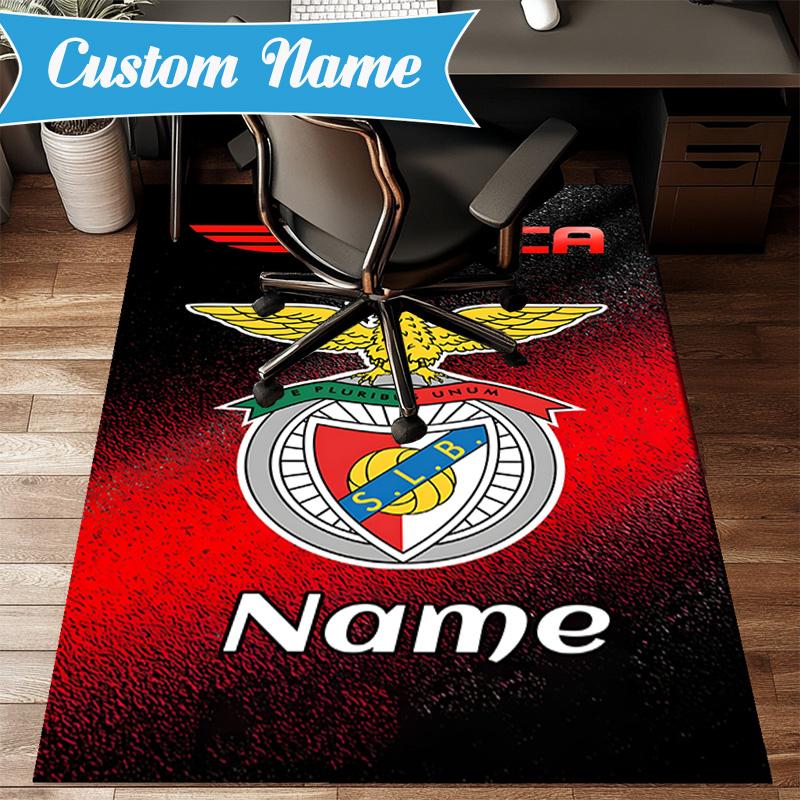 Custom Name Benfica Football Crest Rug Game Carpet, Floor Mat for Bedroom Living Room Entryway Rug, Home Decor Idea Gift for Christmas Birthday