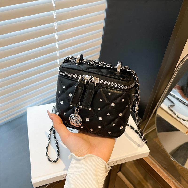 

Rhombus women s bag summer new high-end chain messenger bag versatile mini box bag чёрный