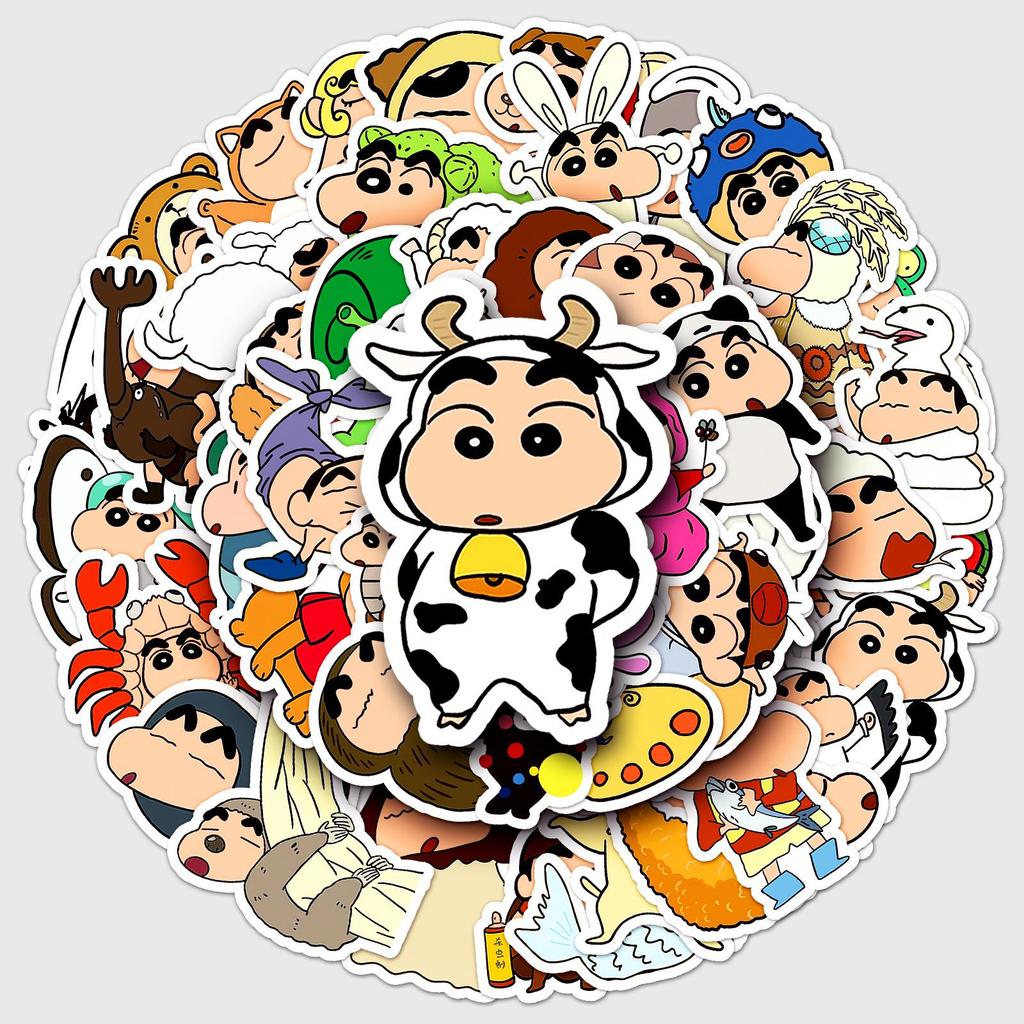 Crayon Shin-chan Dress-Up Stickers: 50 Cute Japanese Anime Graffiti-Decals for Phones, Water Bottles, & More.