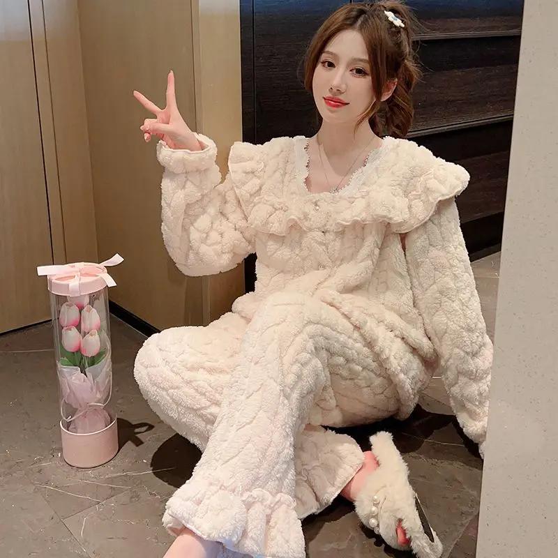 

Милый длинный рукав ленивый ветер комплект домашней одежды можно носить на улице зимой онлайн знаменитости новый стиль в моде пижамы женские 2XL