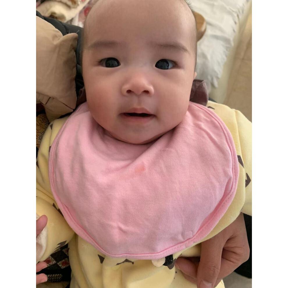 Baby's Double Layer of Cotton Soft Absorbent Drooling Bibs (7 Pieces) (Pure Pink (100% cotton))