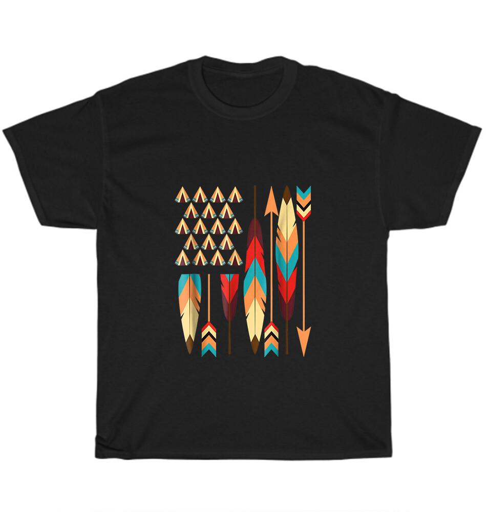 

Native American Pride US Flag Tribal Indian Patriotic Indigenous T-Shirt Unisex 2XL