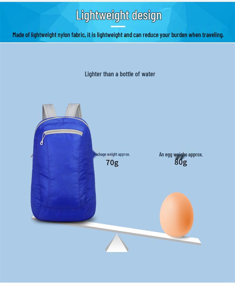 Cross-border Foldable Lightweight Travel Backpack, Large Capacity, Printed Logo, Outdoor & School Use