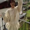 Korean Style Slimming Knitwear for Women: Versatile Round Neck Sweater with Detachable Skirt Hem