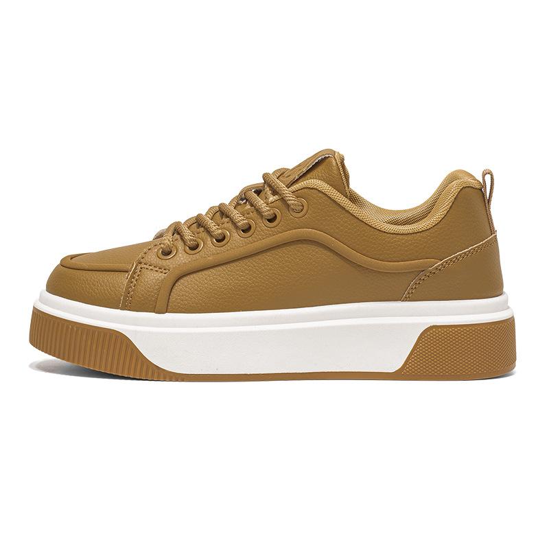 Winter new student sports and leisure leather thick-soled comfortable little white board shoes