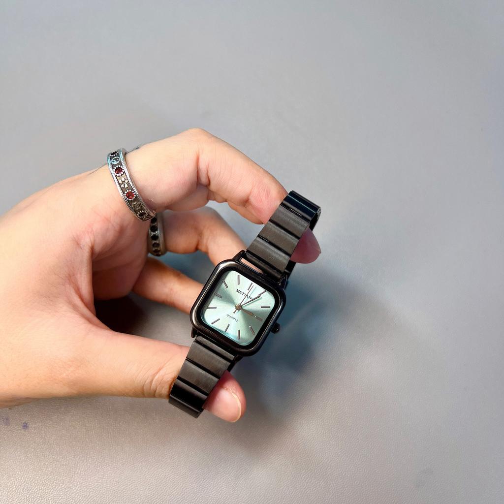 Brand Black Watch for Women Luxury Gift Fashion Quartz Watches Simple Square Dial Exquisite Ladies Wristwatches