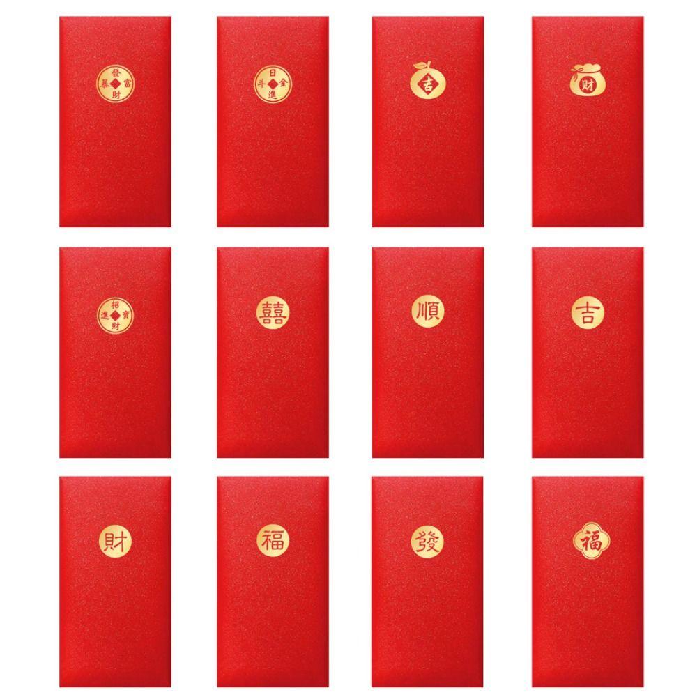 10 Stück Neujahrssegen Rote Neujahrsbriefumschläge Glitzerndes Goldpapier Glücksgeldbeutel Frühlingsfest