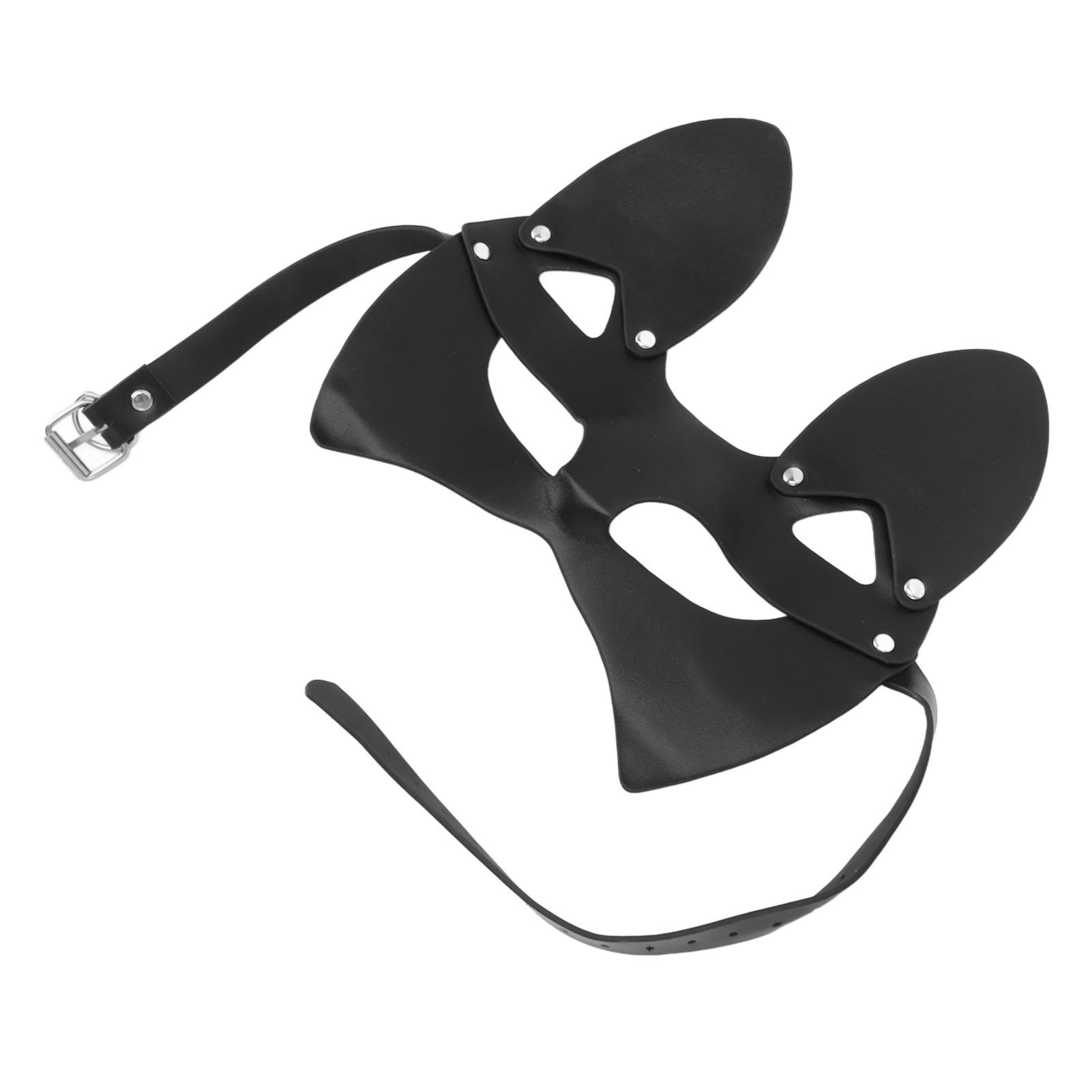 

PU Leather Cat Mask Durable Cosplay Animal Half Face Mask Fashionable Masquerade PU Party Mask for Party Home Club