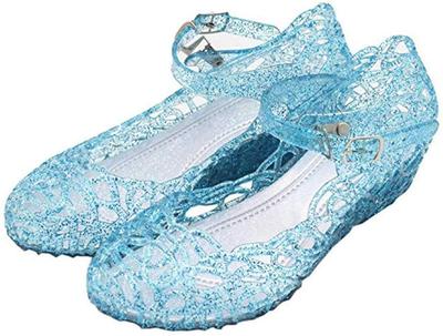 TYHTYM Gummi Aschenputtel Gummi Größen Glaspantoffel mit Glitzerndes Prinzessinnenkleid Perfekt für Halloween und Elsa Schuhe 34 Kinder Sandalen, Prinzessinnen-Stil
