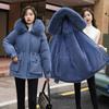 Women's medium and long cotton-padded clothes, the new loose Korean version of fur collar velvet pie overcomes down cotton clothes and winter coats.