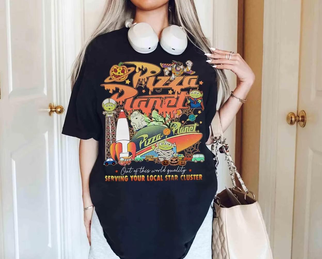 Women and Unisex Vintage Aliens Toy Story Pizza Planet Halloween Shirt WDW Disneyland Toy Story Land Pizza Lovers Gift S