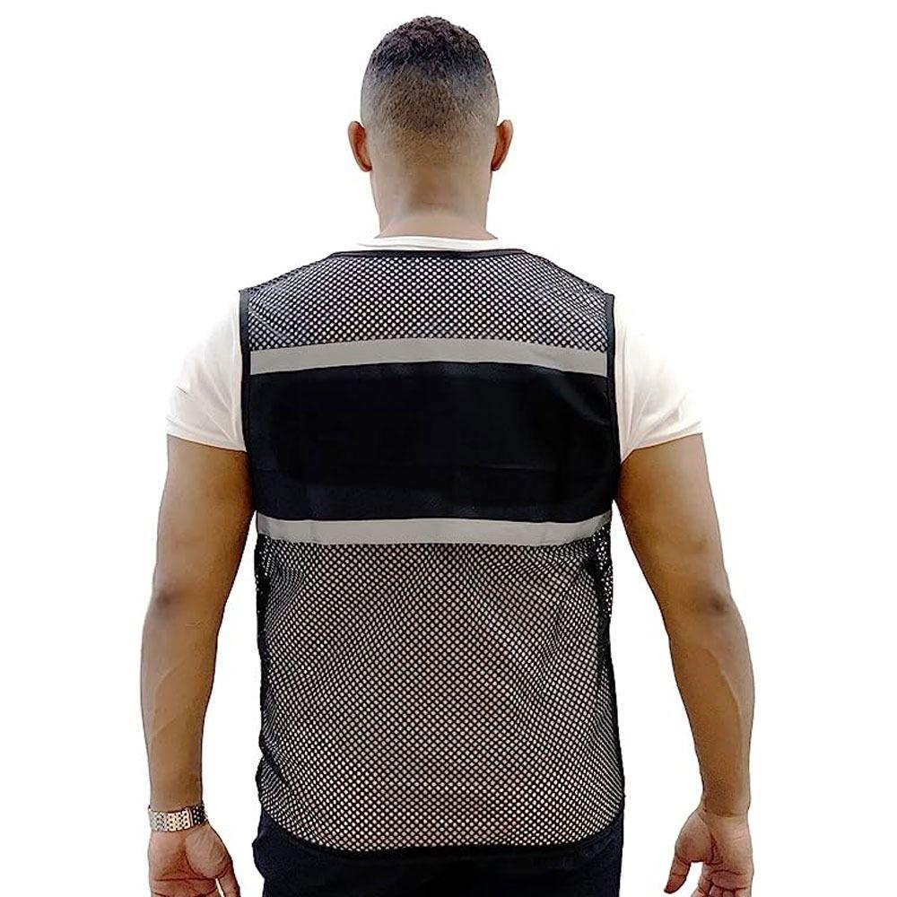 Vest With Reflective Strips Black Mesh Vest Safety Vest  Construction Traffic Railway Metro Workers