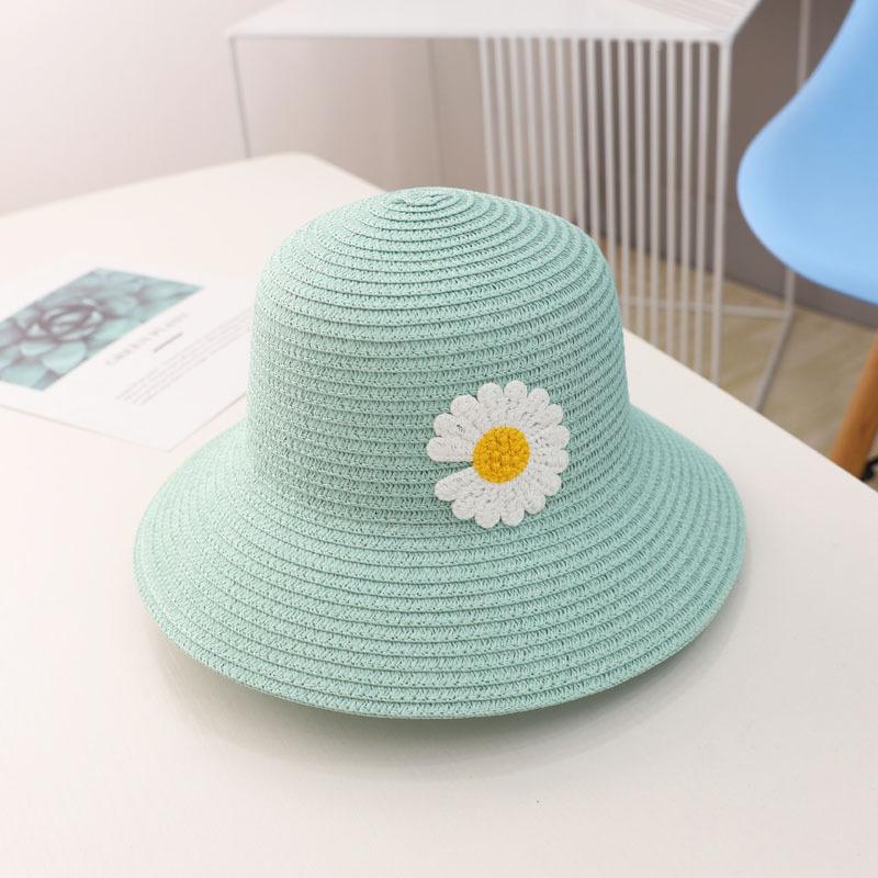 New parent-child sun hat summer straw hat large brim children's sun bucket hat basin hat bag set