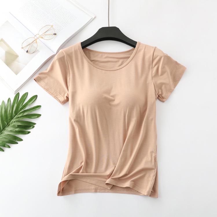 

Women s Modal Short Sleeve Top with Padded Cups - Yoga, Loungewear, Sleepwear Base Layer XXXL 135-150