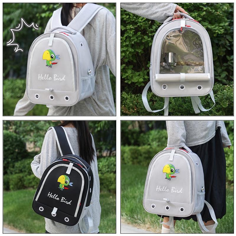 Portable Bird Carrier Bag Birdcage Parrot Pigeon Large Opening Backpack with Feeding Cups for Parakeet Cockatiel Lovebirds