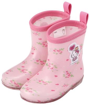 Skater Rain Boots Shoes Boots for Children Hello Kitty Sanrio Lovely Flower with Reflective Tape 14cm RIBT14-A