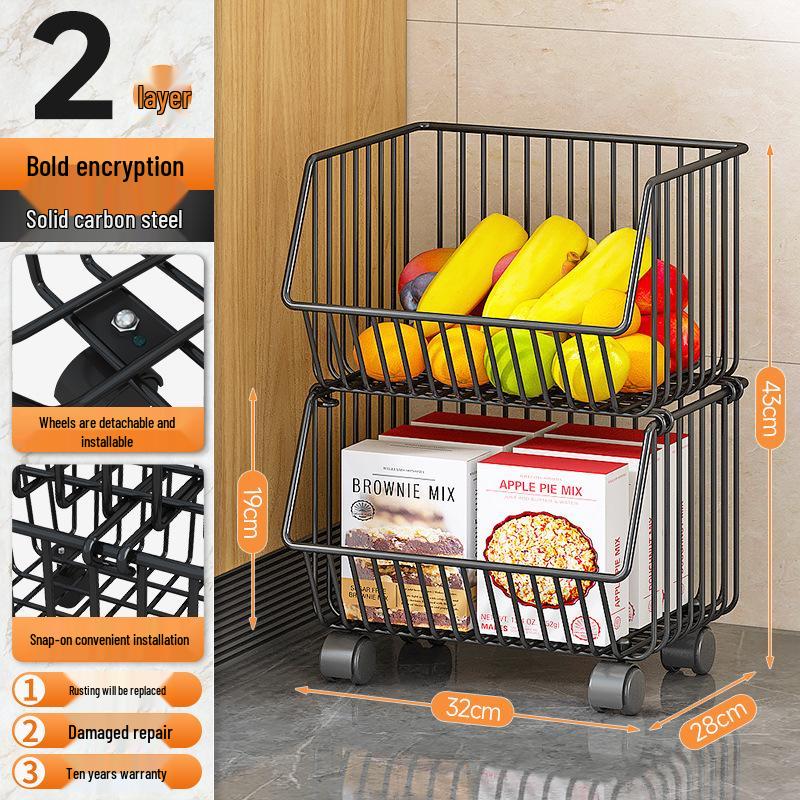 Multi-layer Floor-standing Fruit & Veggie Basket Rack for Kitchen & Home