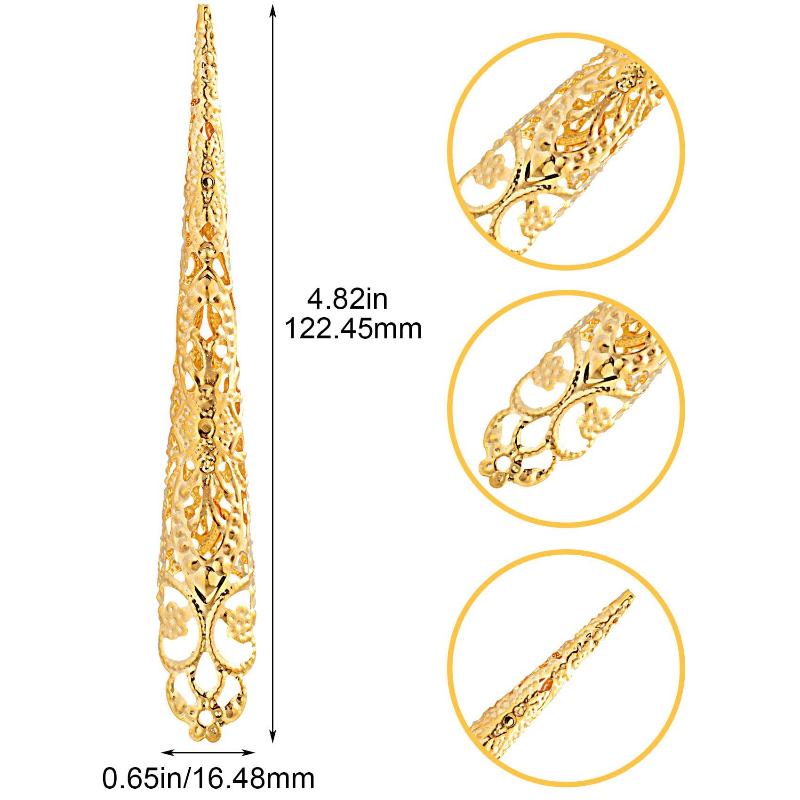 10 Pcs Indian Thai Dance Peacock Belly Dance False Nail Finger Jewelry Decoration Hollow Finger Cots False Nail Finger Nail Tip