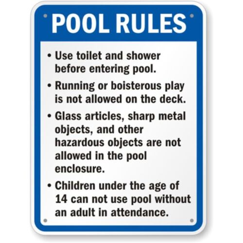 California Custom Pool Rules Aluminum Weatherproof Sign pAluminum 20x30cm（7.8x11.8inch）
