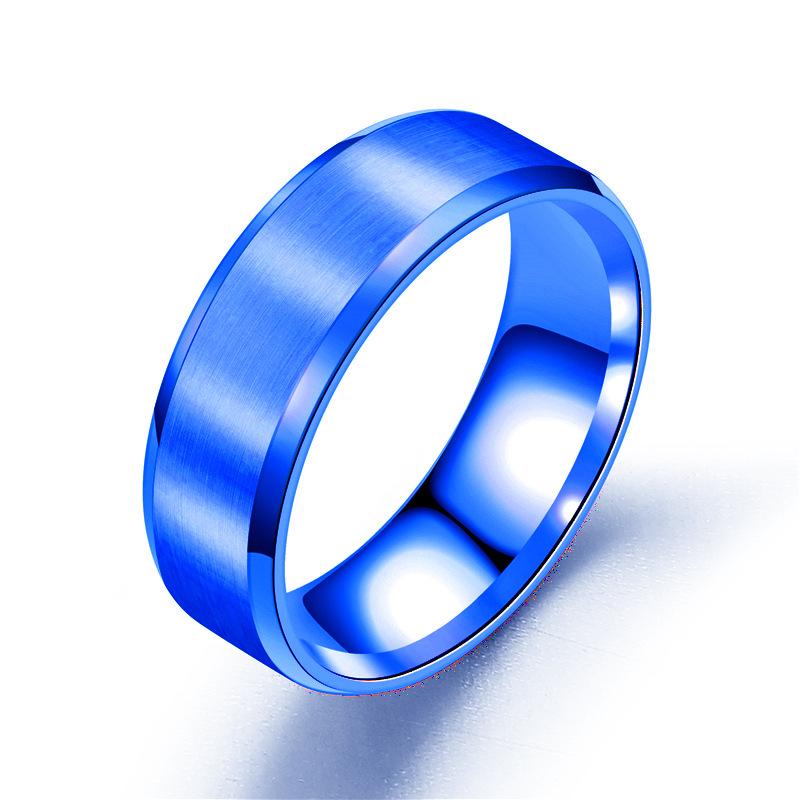 European Simple Matte 8MM Double Beveled Titanium Steel Ring - Polished for Laser Engraving